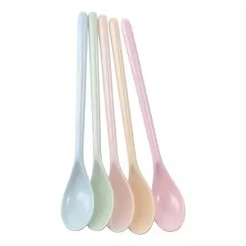 10 Pcs 18.5x3.0x1.8cm Melamine Long Handle Spoon Candy Color 7.2inch Plastic Mixing Spoons LongMixing Iced Tea Spoons светло-серый