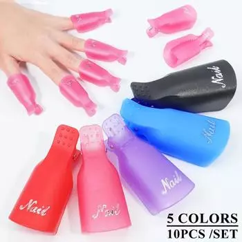 10 шт. акриловых колпачков для ногтей Soak Off Cap Clips для чистки ногтей, маникюра, для снятия УФ-гель-лака, обертки для замачивания, инструменты для пальцев фиолетовый
