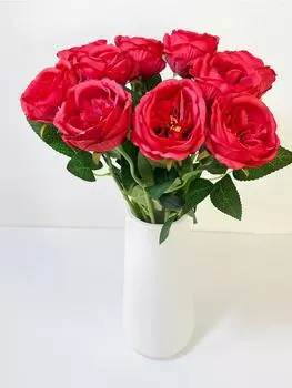 10 Pcs Artificial Flowers Austin Rose Peony Silk Fake Flower Fake Flowers for Home Living Room Balcony Courtyard Decoration красный