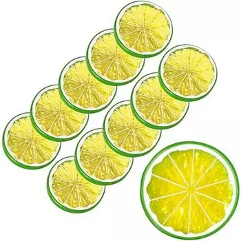 10 PCS Artificial Fruit Fake Lemon Slice Artificial Fruit Wedge Fake Lime Block Highly Simulation Lifelike Model for Home Party Decoration Slice зелёный