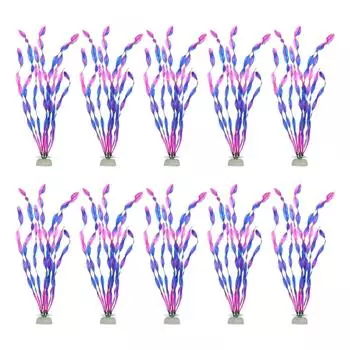 10 Pcs Artificial Seagrass Fresh Water Plants Simulation Seaweed Fish Tank Plastic Aquarium фиолетовый