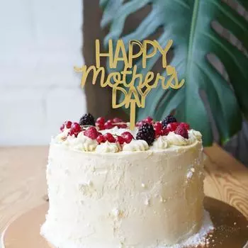 10 Pcs Cake Insert Mother s Day Party Topper Birthday Decorations Festival Pick Acrylic Cakes золотистый