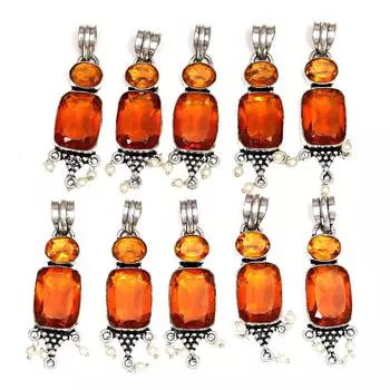 10 шт. Женский серебряный кулон с цитрином, топазом, жемчугом и драгоценным камнем унисекс