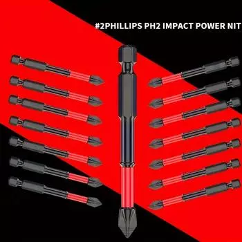 10 шт. Крестообразные Сильные Магнитные Нескользящие Вольфрамовая сталь Высокая твердость Насадка для электрической отвертки Ручная дрель 25мм/50мм/65мм/