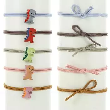 10 Pcs Dinosaur Tie Bands Cloth Accessories Girls Kids Teen Women Hair Care Styling Hair Band Travel School Party