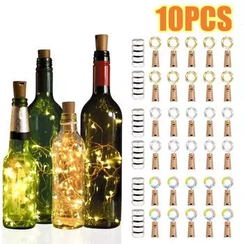 10 PCS LED String Lights Bottle Lights Cork Lights Wine Bottle Starry String Lamp Night DIY Party Christmas Wedding Decoration теплый белый