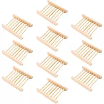 10 Pcs Soap Box Rack Drip Tray Dish Shower Bath Tub Kitchen Sponge Brush Craft Storage Holder Wooden Drain Home Supplies