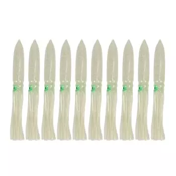 10 Pcs Squid Lure 30cm Silicone Lifelike Luminous Squid Skirt Fishing Bait with Hook Transparent прозрачный