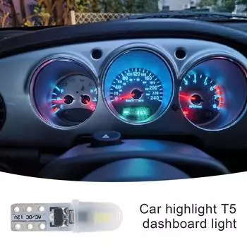 10 шт. светодиодных ламп T5 высокой яркости для автомобильных светодиодных ламп без полярности, лампа для приборной панели 2-3014 SMD, подсветка номерного знака двери, белая, 12 В постоянного тока белый
