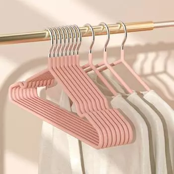 10 шт. Толстая нескользящая нескользящая вешалка для одежды Сухая и влажная пластиковая вешалка с двойным погружением для хранения одежды Сушилка для одежды Вешалка для одежды 40g 10pcs белый