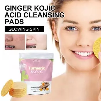10 Pcs Turmeric Cleansing Pads Face Sponges for Facial Cleansing Exfoliating Reusable Makeup Remover Pads Brightens Skin Tone Cosmetic Spa Sponges жёлтый