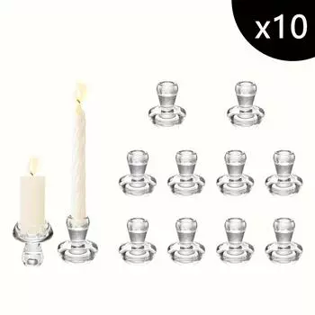 10-piece Set of Double-headed Small Mushroom Glass Candlesticks, Romantic Candlelight Dinner Festive Atmosphere Cloth Decorative Ornaments