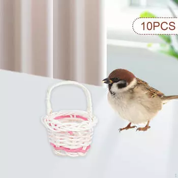10 Pieces Bird Toy Chewing Hanging Feeder Foraging Basket for Small Animal Parakeet кофейный