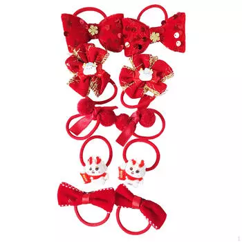 10 Pieces Cartoon Girls Hair Ties Soft Rubber Bands Decoration Elastic Chinoiserie Ponytail Holders Style B