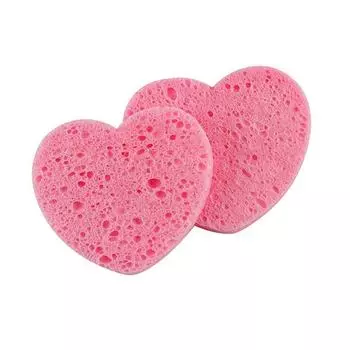 10 Pieces Pink Cosmetic Puff Heart Shaped Natural Makeup Remover Tool 7mm Face Washing Cleansing Sponge Compressed Sponge Travel