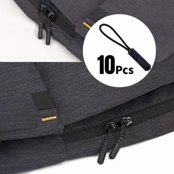 10 Pieces/set Black Zipper Rope Puller End Installation Rope Label Replacement Buckle Holder Suitcase Tent Backpack Zipper Rope