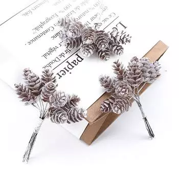 10 Pine Cones Artificial Plant Decoration Flower Wreath Christmas Home Diy Gift Handmade Pompom Simulation Multi-Color Optional золотой