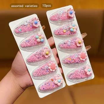 10 pink style random hair clips with BB clips suitable for daily hair accessories