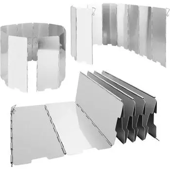 10 Plates Camping Windproof Board Camping Gas Stove Oxidized Aluminum Alloy Windproof Cover Outdoor Picnic Cooking Wind Shield