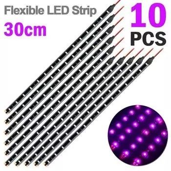 10 полосок светло-фиолетового цвета 30 см/15 светодиодов для автомобилей, грузовиков, 12 В, 300x8 мм, 20 шт.