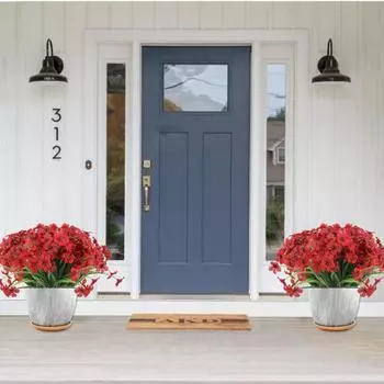 10 связок искусственных цветов, стойких к ультрафиолетовому излучению, искусственные цветы, не выцветающие, искусственная пластиковая зелень, кустарники, растения для кухни, дома, свадьбы, сада, декора горячий розовый