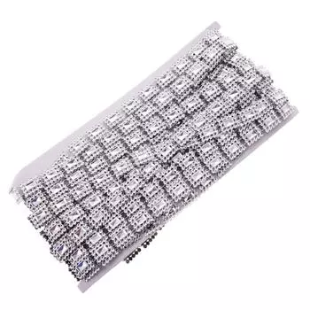 10 ярдов квадратная цепочка с кристаллами, отделка лентой, аппликация, серебро серебряный