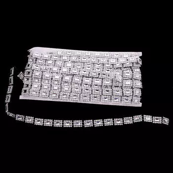 10 ярдов квадратной цепочки из бисера со стразами и кристаллами, шитье, аппликация, серебро