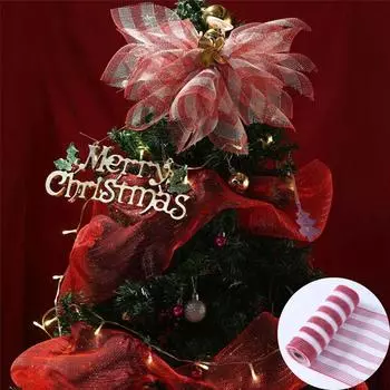 10 ярдов рождественской красной сетчатой тюлевой рулонной ткани с рождественским украшением на елку для дома 2025 года, рождественские подарки, Рождество, Новый год