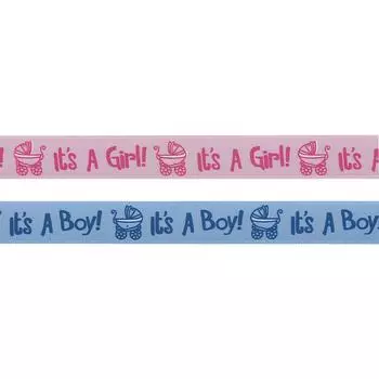 10 ярдов/рулон ЭТО МАЛЬЧИК/ДЕВОЧКА Синяя лента для подарка на рождение ребенка, крестины blue