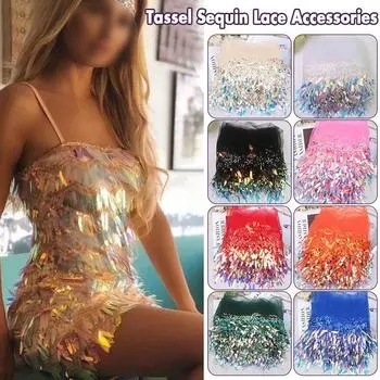 10 ярдов сетки кисточки бахрома пайетки кружевная отделка кисточки ткань DIY шитье сцена выступление латиноамериканское платье свадебная одежда аксессуары 10 Yard
