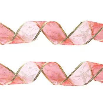 10 ярких метров красной рождественской ленты с блестками и золотой отделкой для упаковки подарков