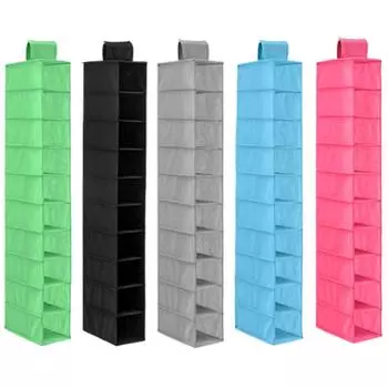 10-ярусная подвесная полка для шкафа, большая вместительная полка для хранения одежды, складной подвесной шкаф-органайзер для обуви, джинсов, футболок розы красного