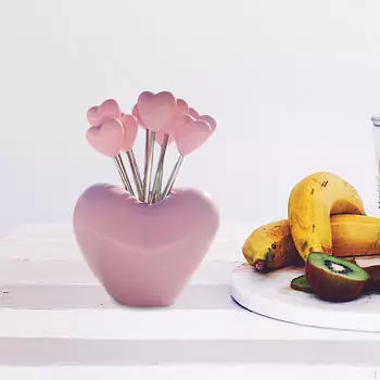 10 различных вилок для фруктов и 1 держатель, милые палочки для еды, принадлежности для вечеринок из нержавеющей стали для розовый