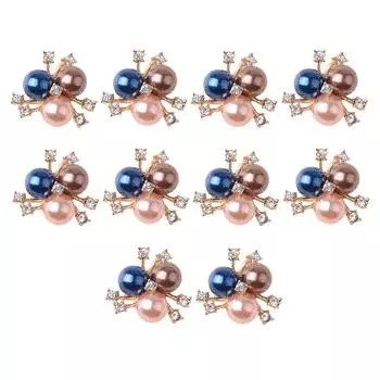 10 разноцветных пуговиц с плоской задней частью и стразами, жемчугом и стразами 2x2cm разноцветный