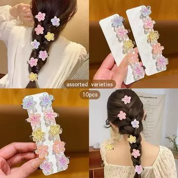 10 разноцветных случайных милых цветочных заколок для волос, подходящих для ежедневного использования в качестве аксессуаров для волос