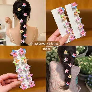 10 разноцветных случайных милых цветочных заколок для волос, подходящих для ежедневного использования в качестве аксессуаров для волос