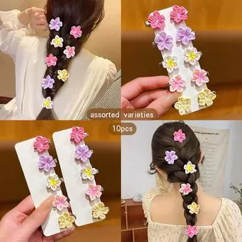 10 разноцветных случайных милых цветочных заколок для волос, подходящих для ежедневного использования в качестве аксессуаров для волос