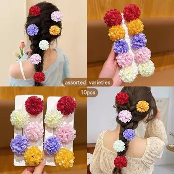 10 разноцветных случайных заколок для волос в виде цветов для ежедневного использования в качестве аксессуаров для волос Size fits all