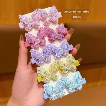 10 разноцветных случайных заколок для волос в виде бабочек, милые и симпатичные заколки-головные уборы Size fits all