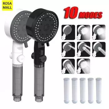 10 режимов насадки для душа с фильтром высокого давления насадки для душа одним нажатием стоп ручной водосберегающий распылитель для ванной комнаты аксессуары для ванной комнаты