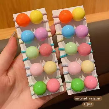 10 резинок-кнопок с разноцветными случайными петлями для волос, подходящих для ежедневного использования в качестве аксессуаров для волос