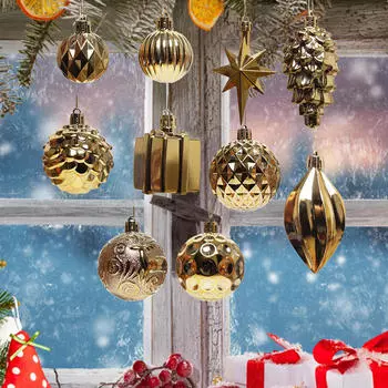 10 рождественских украшений для украшения елки и праздничных мероприятий золотистый