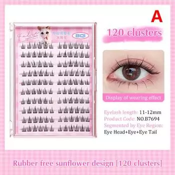 10 рядов накладных ресниц большой вместимости без клея, одиночные пучки 11-12 мм, C-изгиб, натуральные самоклеящиеся накладные ресницы