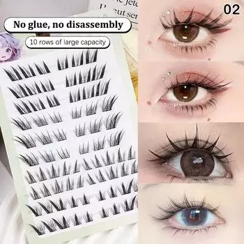 10 рядов наращивания ресниц с завивкой, объемные накладные ресницы, DIY косплей макияж для женщин и девушек, косметические принадлежности