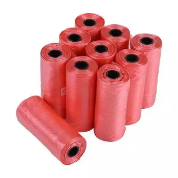 10 рулонов/150 шт. Пластиковые мешки для отходов для собак 33 * 22 см, прочный мешок для уборки мусора, красный красный