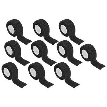 10 рулонов 1 дюйм x 2 ярда самоклеящаяся дышащая эластичная клейкая лента для повязки чёрный