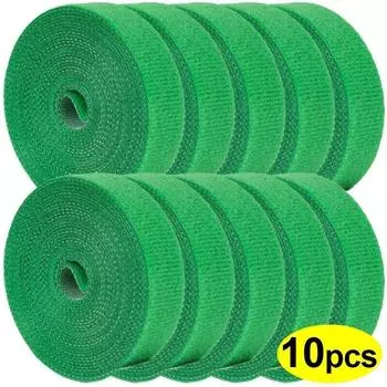 10 рулонов = 20 м многоразовые нейлоновые стяжки для растений, бандажный крючок для поддержки виноградных лоз, самоклеящаяся кабельная стяжка, крепежная лента, садовые принадлежности Green- 10mm*1m 1PC