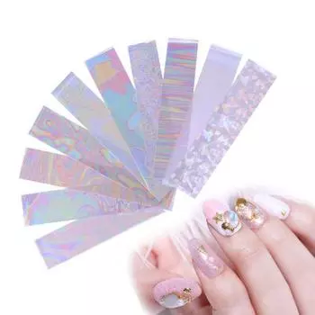 10 рулонов блестящего УФ-геля для ногтей, переводные фольгированные наклейки, самодельный маникюрный декор