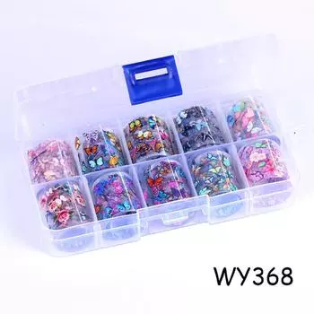 10 рулонов голографической переводной фольги для дизайна ногтей, наклейки, цветочные, звездные, AB-бумага для обертывания