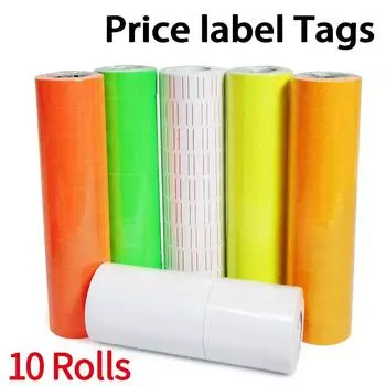 10 рулонов/лот ценников для MX-5500 ценников для пистолета-наклейки, 4000 шт. белых и цветных ценников для розничного магазина
